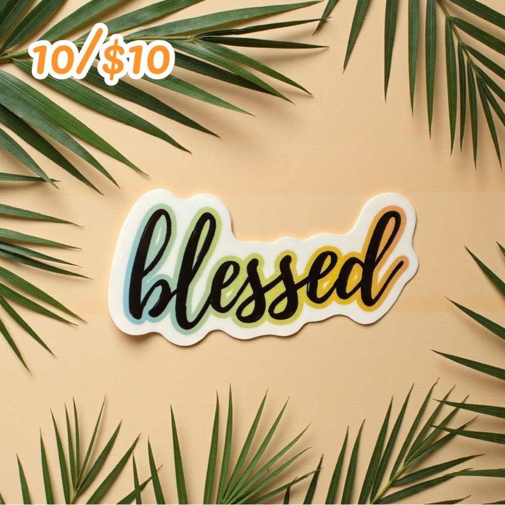 BLESSED Script Sticker – Rainbow Ombre Handwritten Style | 2.5” Vinyl